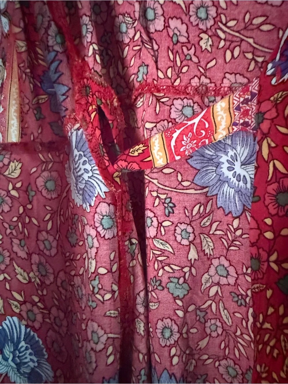 Boho Cupshe Red Floral Wrap-Style Midi Dress - Picture 4 of 10